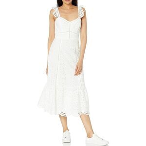 Parker Genevieve white eyelet ruffled maxi dress NWOT